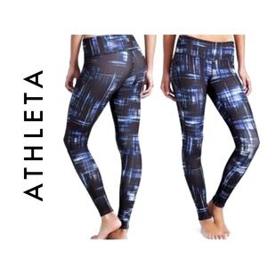 Athleta Plaid Chaturanga Leggings Size XXS Blue Abstract Athletic Yoga Active